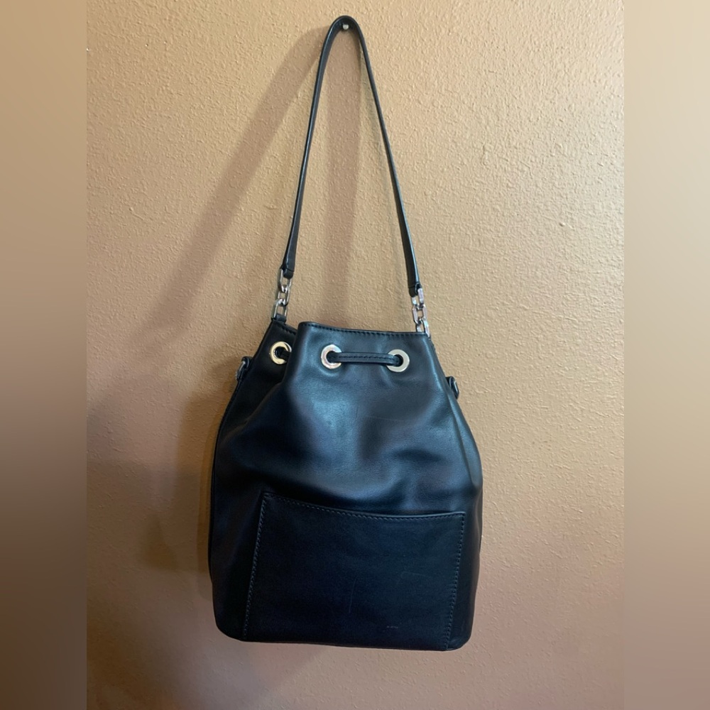 Michael Kors DOTTIE Black Leather Bucket Bag
